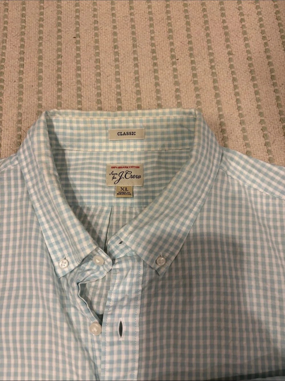 J. Crew Light Blue Gingham Seersucker Button-Down Shirt